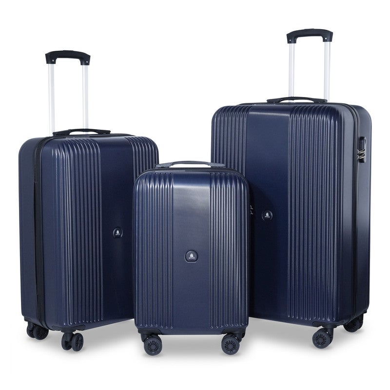 مجموعة أمتعة Space مكونة من 3 قطع ABS (20″/24″/28″) حقائب حمل وحقائب سفر، أزرق داكن (SE-2502)