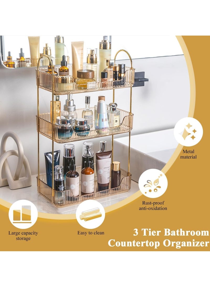 Makeup Organizer Rack, Cosmetics Skincare Shelf 3 Tier Bathroom Vanity Organizer Acrylic Countertop Perfume Display Storage Multi Layers Make Up Trays for Dresser Lotion Lipsticks Bedroom - Image 2