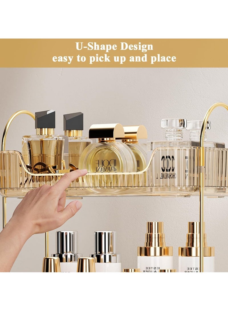 Makeup Organizer Rack, Cosmetics Skincare Shelf 3 Tier Bathroom Vanity Organizer Acrylic Countertop Perfume Display Storage Multi Layers Make Up Trays for Dresser Lotion Lipsticks Bedroom - Image 5