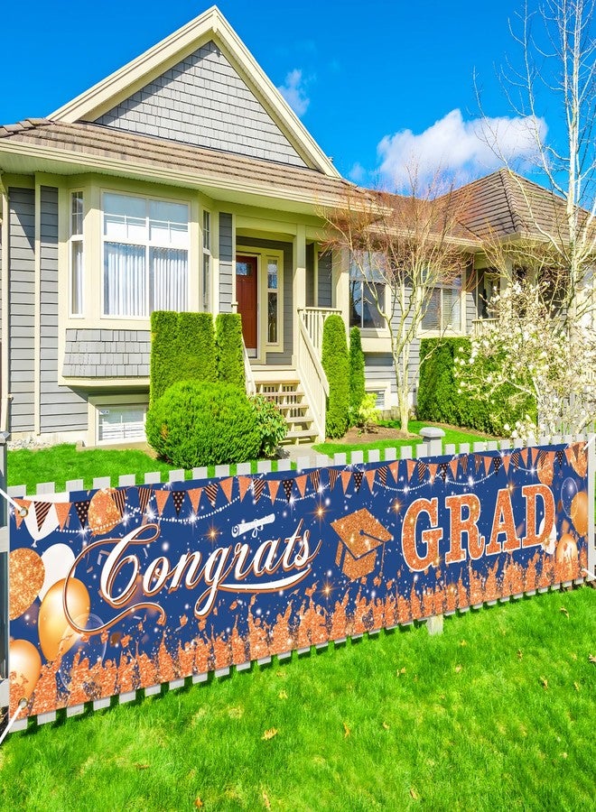 Yoirrat Blue Orange Congrats Grad Banner 2026 Blue Orange Graduation Decoration Yard Banner, Graduation Party Yard Banner for Class of 2026 High School College Graduation Party 118x23.6'' - Image 2