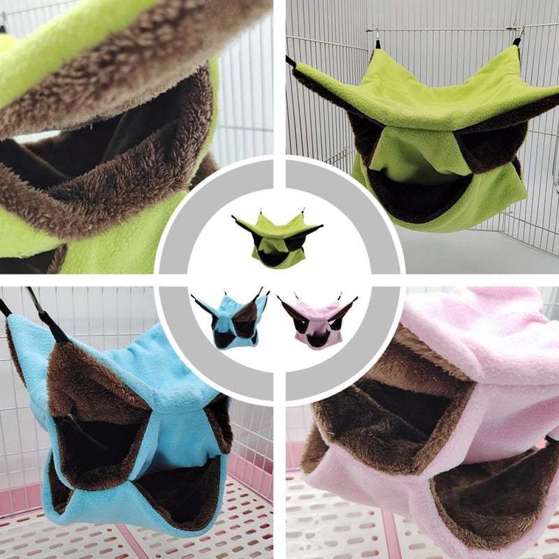 Plush Hamster Hammock Bed 3pcs, Three-Layer Suspensible Pet Nest 30x30cm, Warm Hanging Small Animal Bed for Hamsters, Gerbils, and Small Pets - Image 3