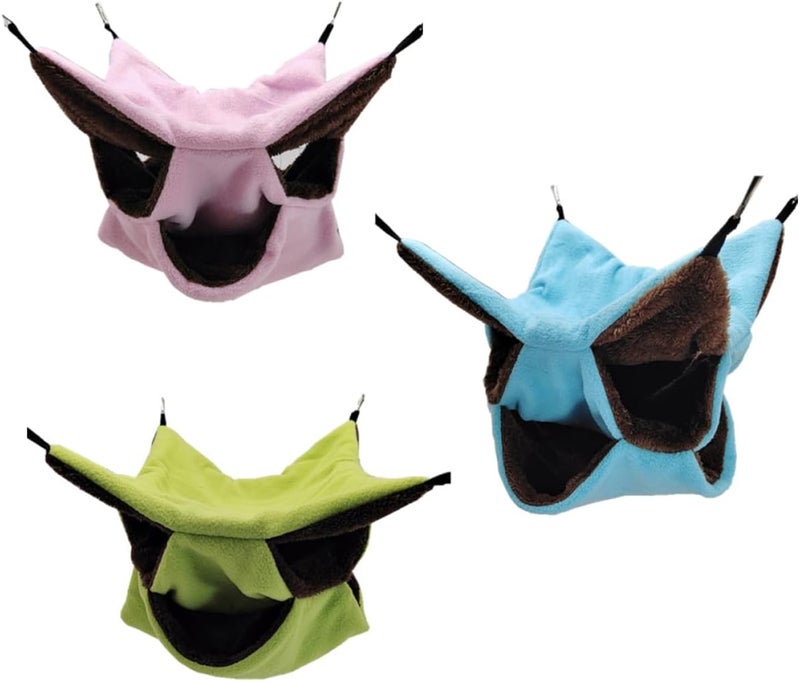 Plush Hamster Hammock Bed 3pcs, Three-Layer Suspensible Pet Nest 30x30cm, Warm Hanging Small Animal Bed for Hamsters, Gerbils, and Small Pets - Image 1