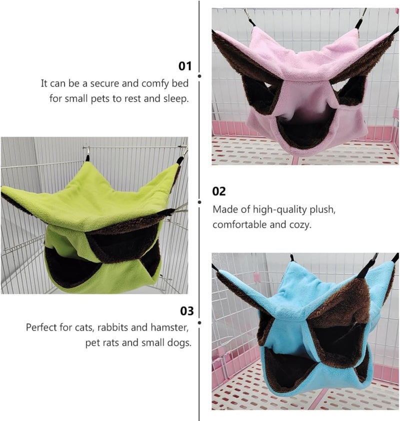 Plush Hamster Hammock Bed 3pcs, Three-Layer Suspensible Pet Nest 30x30cm, Warm Hanging Small Animal Bed for Hamsters, Gerbils, and Small Pets - Image 4