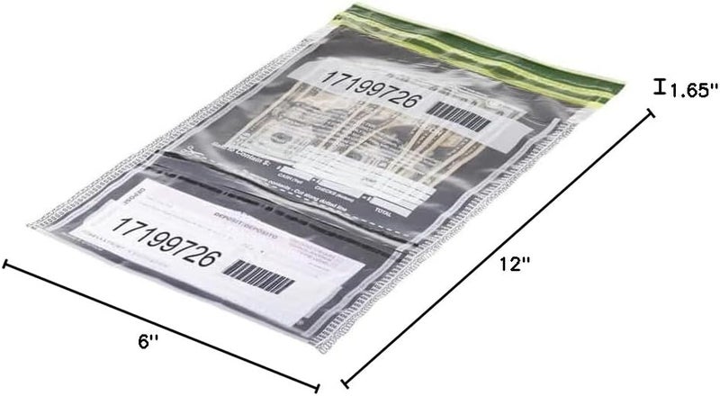 CONTROLTEK SafeLok 10" x 15", Clear,Vertical Twin Deposit, 100 Bags, Tamper-Evident Deposit Bags for Cash Handling, Moisture, Heat and Cold Sensitive Ink, Tear-off receipt + Large Barcodes 585092 - Image 5