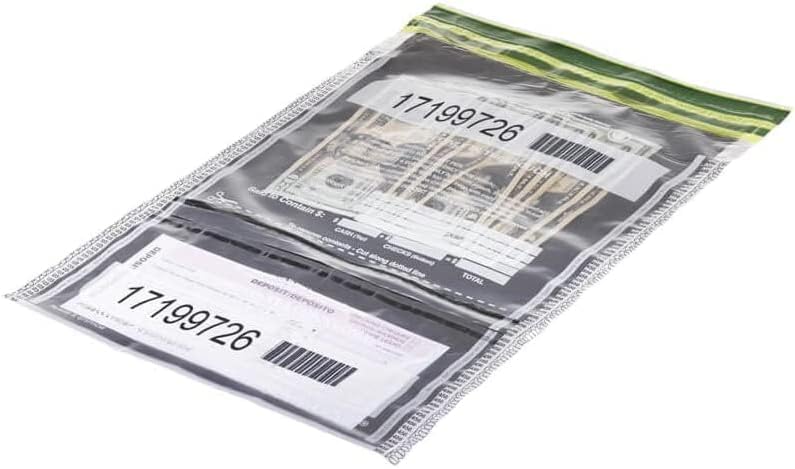 CONTROLTEK SafeLok 10" x 15", Clear,Vertical Twin Deposit, 100 Bags, Tamper-Evident Deposit Bags for Cash Handling, Moisture, Heat and Cold Sensitive Ink, Tear-off receipt + Large Barcodes 585092 - Image 2