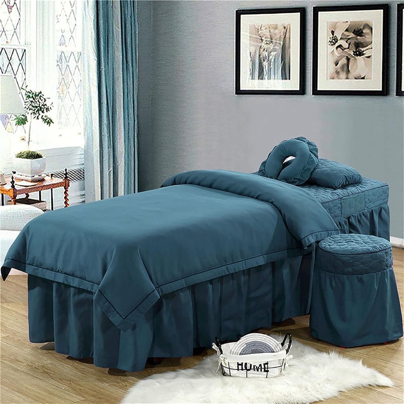 KKLT Microfiber Massage Table Sheet Set,Spa Salon Bed Cover Soft Solid Color Beauty Bedspreads for Massage Tables-Blue 190x70cm(75x28inch) - Image 1