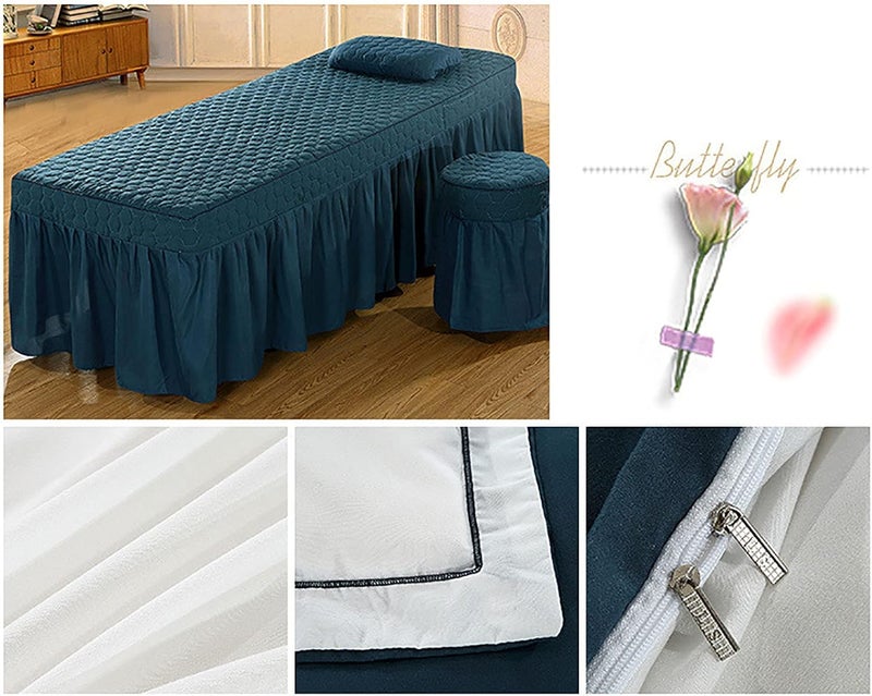 KKLT Microfiber Massage Table Sheet Set,Spa Salon Bed Cover Soft Solid Color Beauty Bedspreads for Massage Tables-Blue 190x70cm(75x28inch) - Image 2