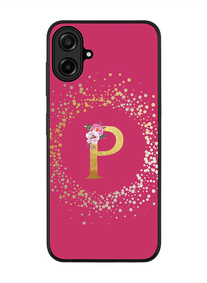 For Samsung Galaxy A07 4G Case,Slim fit Camera Protection, Shockproof Thin Phone cover  - Custom Monogram Floral - P ( Deep Pink )