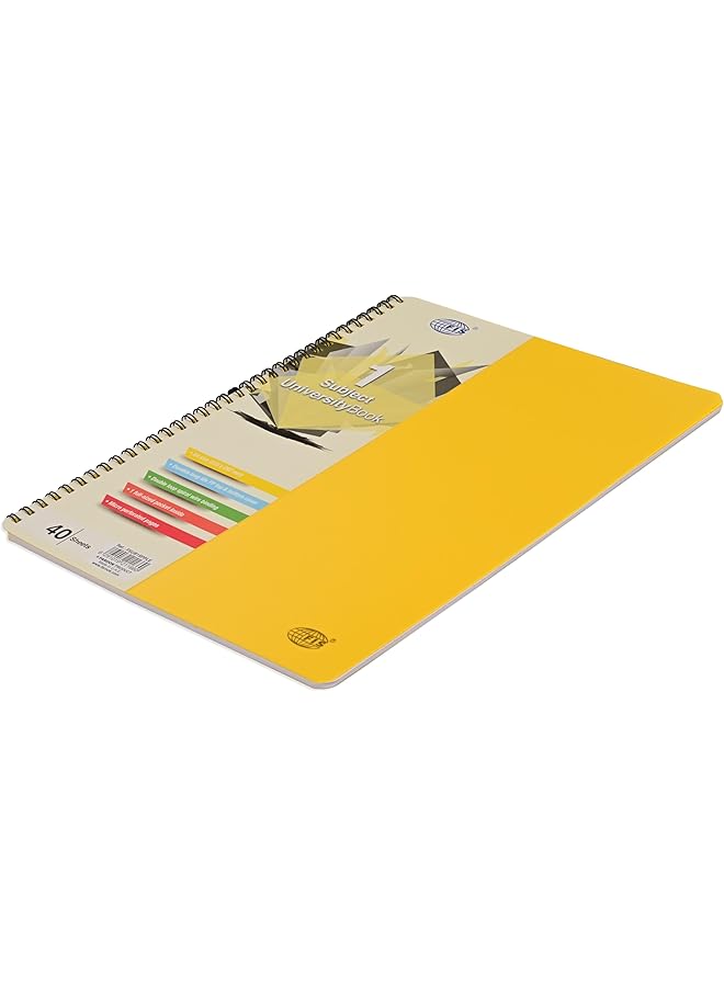 erorex University Book Spiral Pp Neon Soft Cover 1 Subject A4 Size 210X297Mm 40 Sheets Lemon Color Fsub1Spple - Image 1