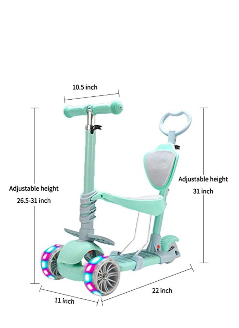 Cool Baby Style - 5 in 1 Kids Kick Scooter, 3 Wheels Walker with Removable Seat and Back Rest, 4 Adjustable Height for Toddlers 1-8 Years Old Support 50 kg - Image 1