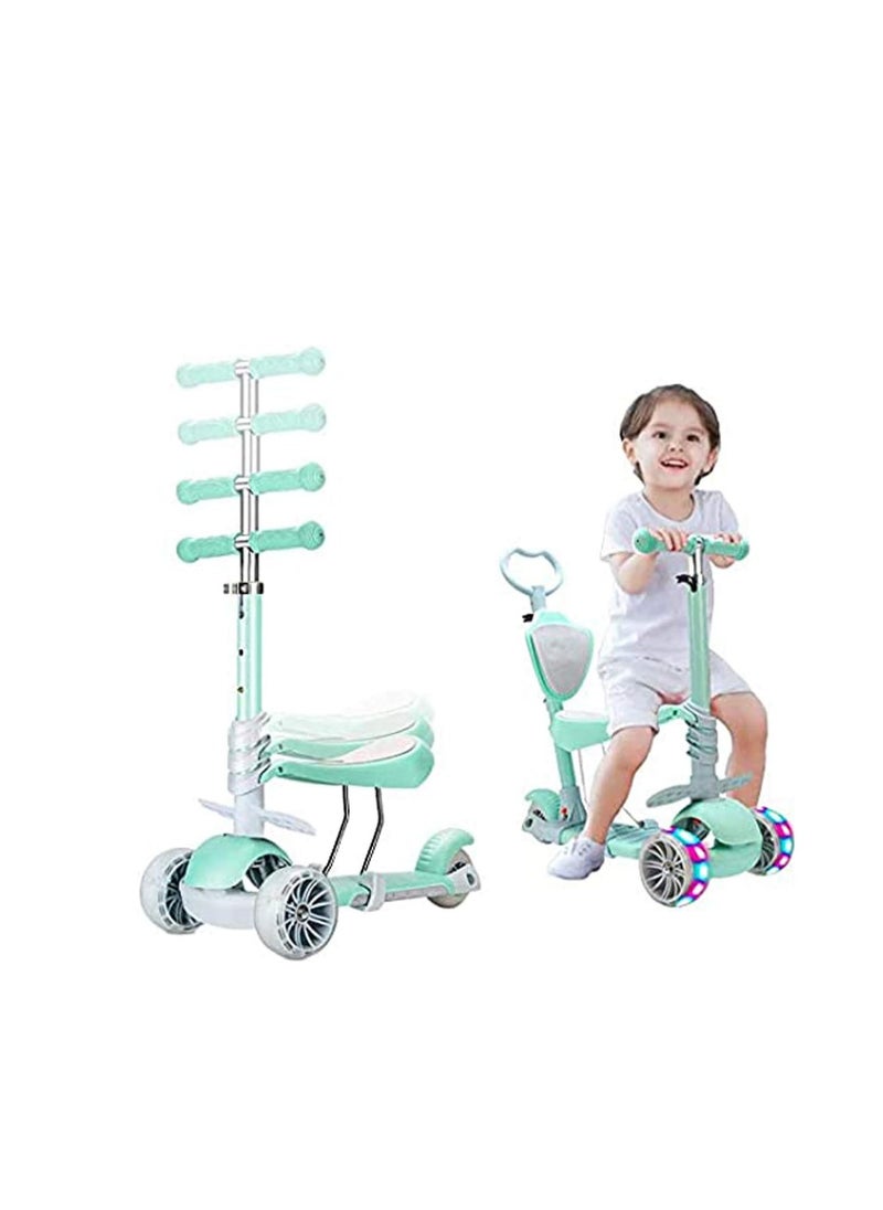 Cool Baby Style - 5 in 1 Kids Kick Scooter, 3 Wheels Walker with Removable Seat and Back Rest, 4 Adjustable Height for Toddlers 1-8 Years Old Support 50 kg - Image 1