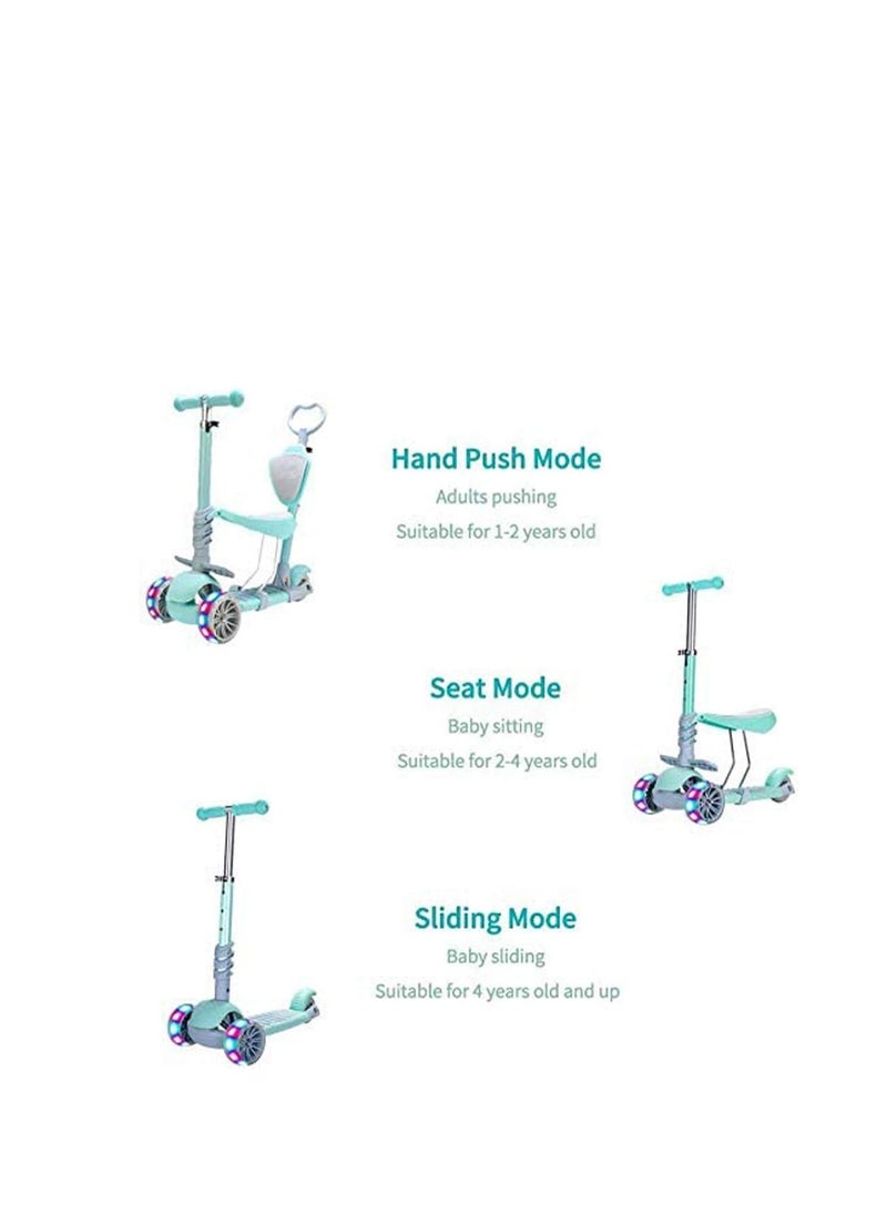 Cool Baby Style - 5 in 1 Kids Kick Scooter, 3 Wheels Walker with Removable Seat and Back Rest, 4 Adjustable Height for Toddlers 1-8 Years Old Support 50 kg - Image 1