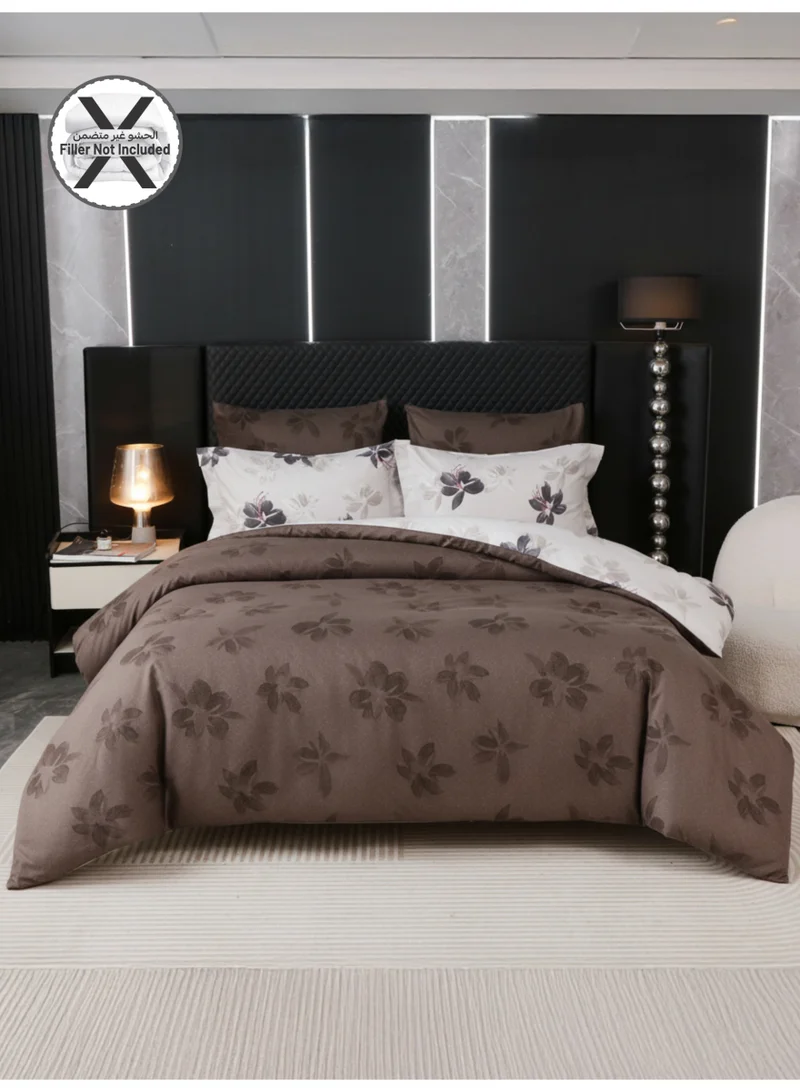 Donetella Printed Duvet Set, Queen Size Fits 180x200 cm - 4-Pcs Bed Set, Brushed Microfiber Fabric - 1 Duvet Cover, 1 Fitted Sheet, 1 Pillow Shams, 1 Pillowcases (Filler Not Included)