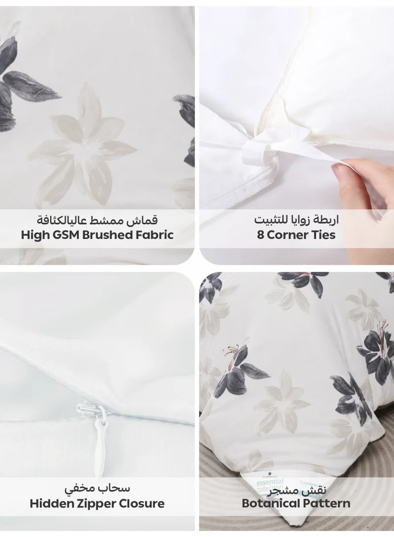 Donetella QUEEN (180x200 cm) Printed Duvet Set, Queen Size Fits 180x200 cm - 4-Pcs Bed Set, Brushed Microfiber Fabric - 1 Duvet Cover, 1 Fitted Sheet, 1 Pillow Shams, 1 Pillowcases (Filler Not Included)  | Best Price UAE