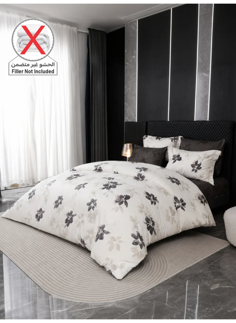 Donetella QUEEN (180x200 cm) Printed Duvet Set, Queen Size Fits 180x200 cm - 4-Pcs Bed Set, Brushed Microfiber Fabric - 1 Duvet Cover, 1 Fitted Sheet, 1 Pillow Shams, 1 Pillowcases (Filler Not Included)  | Best Price UAE