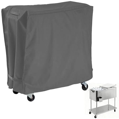 AKEfit Patio Cooler Cart Cover,Waterproof Ice Chest Cart Cover Fits 65-80 Quart Patio Party Ice Chest Rolling Cooler,34"Lx19"Wx31"H-Grey - Image 1
