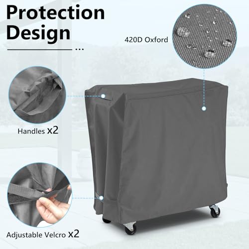 AKEfit Patio Cooler Cart Cover,Waterproof Ice Chest Cart Cover Fits 65-80 Quart Patio Party Ice Chest Rolling Cooler,34"Lx19"Wx31"H-Grey - Image 3