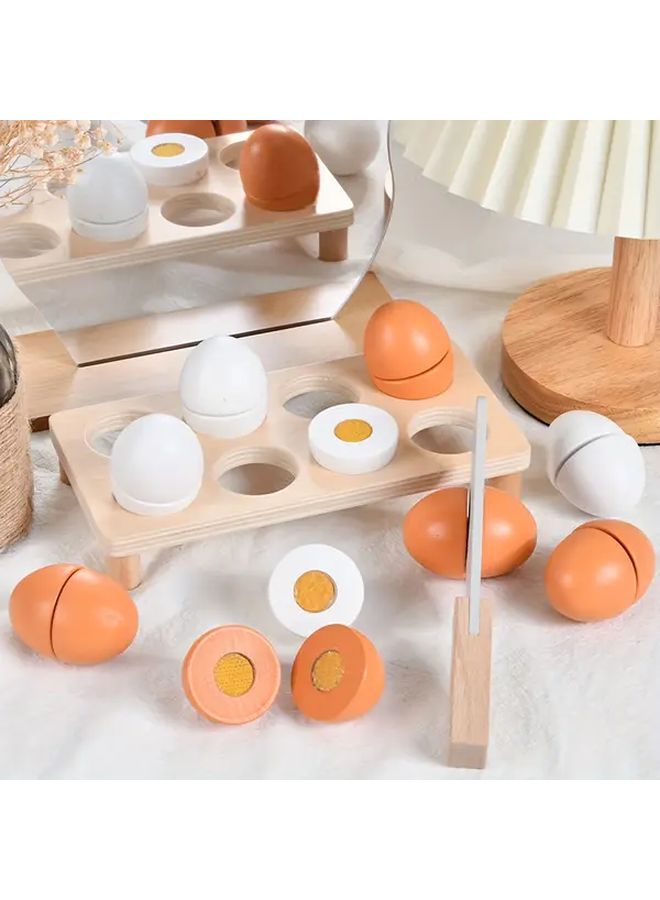 Wooden Play Eggs Set With Holder And Cutter Easter Gift For Kids 3 Years - Image 4