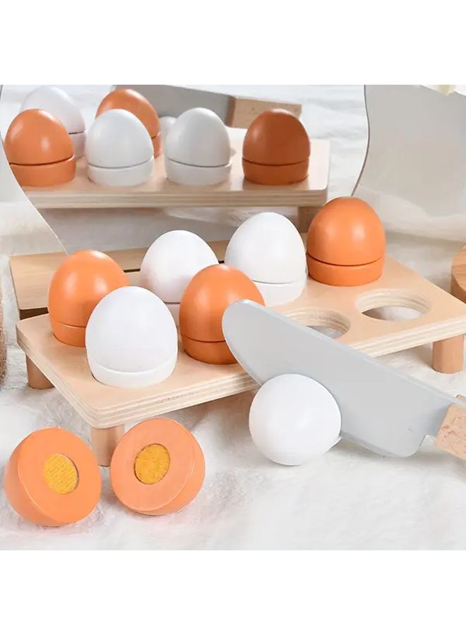 Wooden Play Eggs Set With Holder And Cutter Easter Gift For Kids 3 Years - Image 2