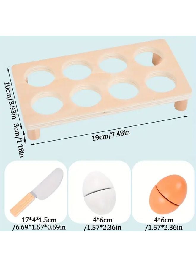 Wooden Play Eggs Set With Holder And Cutter Easter Gift For Kids 3 Years - Image 3