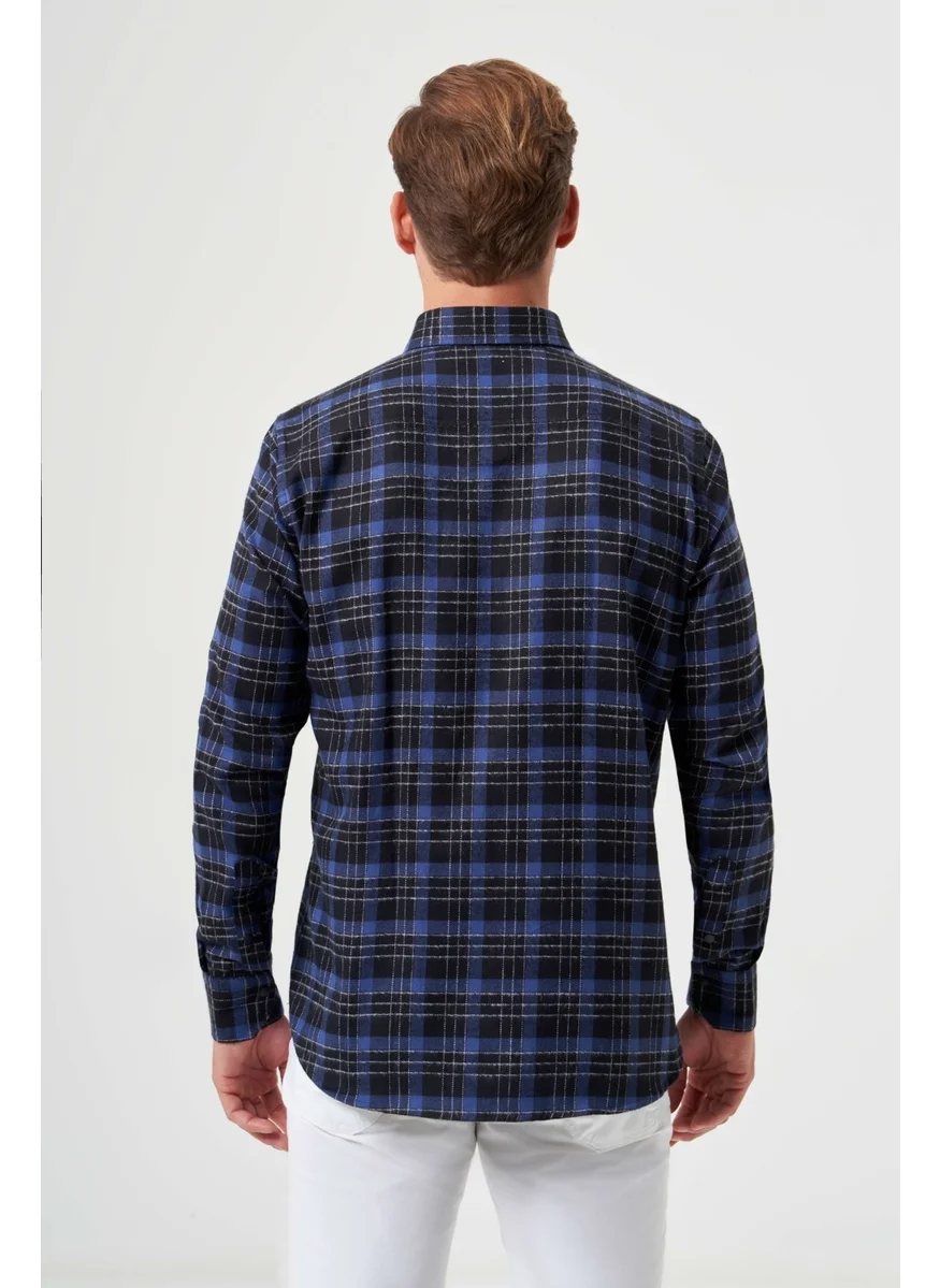 Bisse Men's Regular Fit Long Sleeve Flannel Shirt LACİ GM22K222100_D39