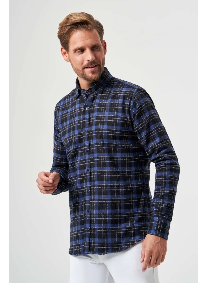 Bisse Men's Regular Fit Long Sleeve Flannel Shirt LACİ GM22K222100_D39