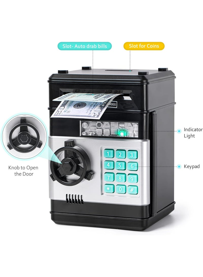 Vcertcpl Other money safe Mini Electronic atm bank-Mini Electronic Coins and Bills Vault with Voice Command - Black - Image 2
