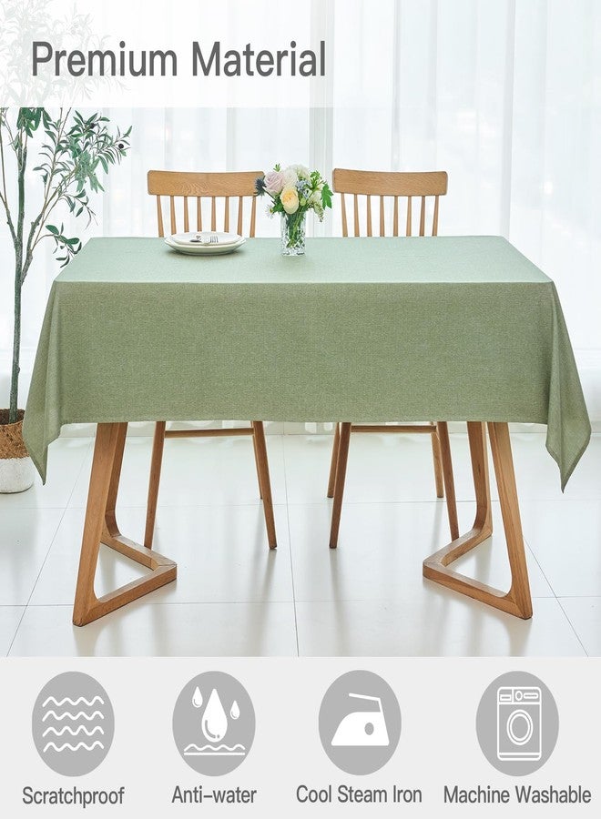 maxmill Rectangle Linen Textured Tablecloth Waterproof Spillproof Wrinkle Free Washable Fabric Table Cloth Kitchen Dining Tabletop Decoration Table Cover for Holiday Party, 52 x 70 Inch, Sage Green - Image 3