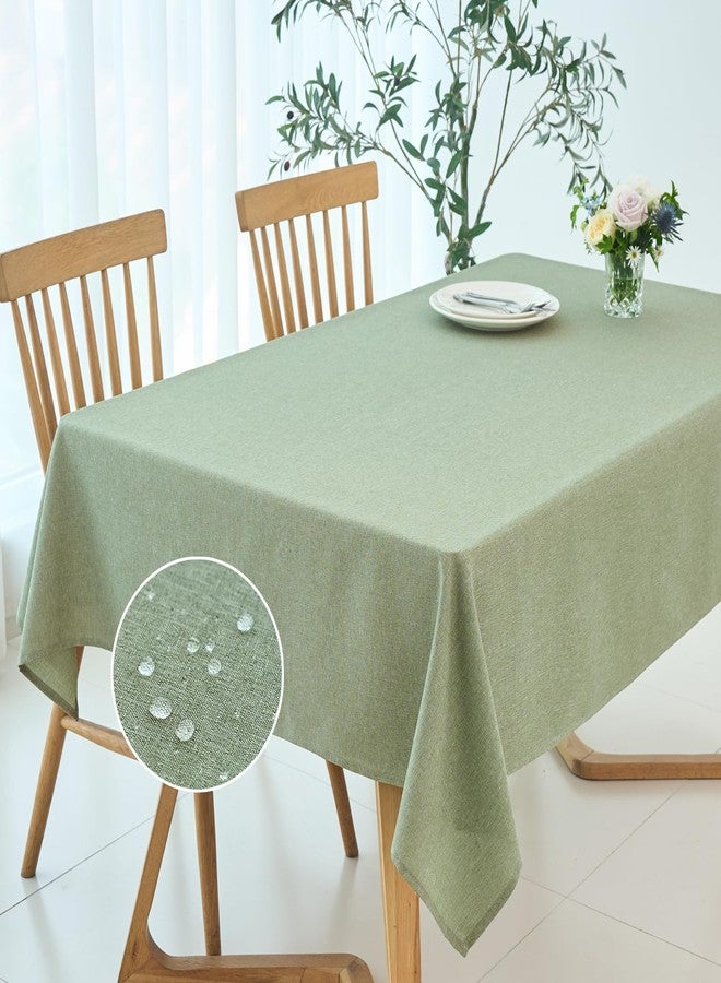 maxmill Rectangle Linen Textured Tablecloth Waterproof Spillproof Wrinkle Free Washable Fabric Table Cloth Kitchen Dining Tabletop Decoration Table Cover for Holiday Party, 52 x 70 Inch, Sage Green - Image 2