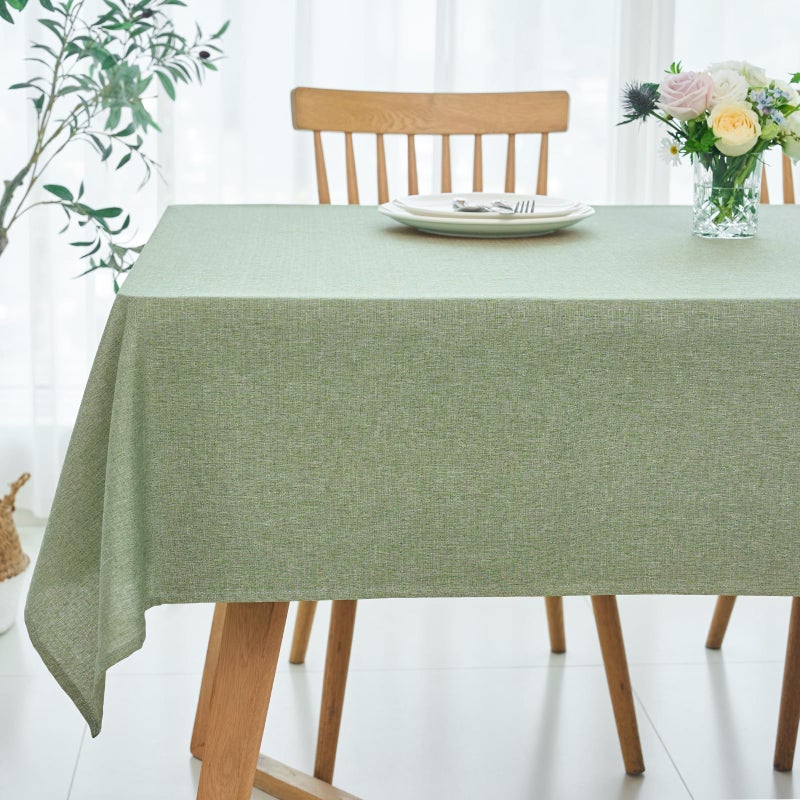 maxmill Rectangle Linen Textured Tablecloth Waterproof Spillproof Wrinkle Free Washable Fabric Table Cloth Kitchen Dining Tabletop Decoration Table Cover for Holiday Party, 52 x 70 Inch, Sage Green - Image 1