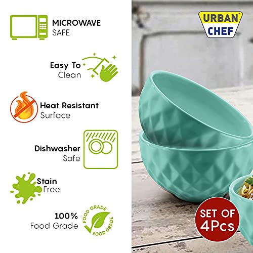 URBAN CHEF Ceramic Bowl | 500 ml | Kitchen Accessories Items for Home, Serving Bowl,Bowl Set for Gift, Microwave Safe Bowl Set, Ice Cream Bowl, Prism Ceramic Handcrafted (Set of 4 - Colour May Vary) - Image 2