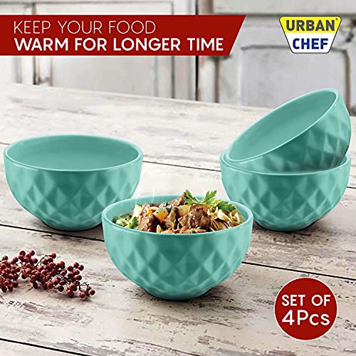 URBAN CHEF Ceramic Bowl | 500 ml | Kitchen Accessories Items for Home, Serving Bowl,Bowl Set for Gift, Microwave Safe Bowl Set, Ice Cream Bowl, Prism Ceramic Handcrafted (Set of 4 - Colour May Vary) - Image 4