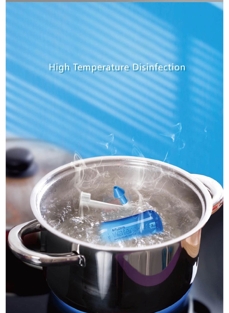 sinucare زجاجة غسل الأنف 3 قطع لتنظيف الجيوب الأنفية، منظف للحساسية، جهاز ري ضغط لتنظيف الأنف للبالغين والأطفال خالي من BPA - Image 5