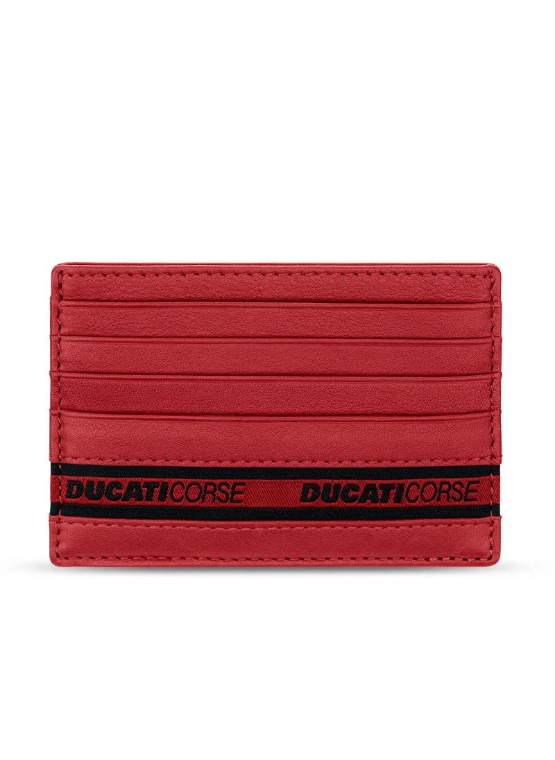 دوكاتي كورس Ducati Corse Nastro Black Genuine Leather Card Holder For Men - DTLGD2201101