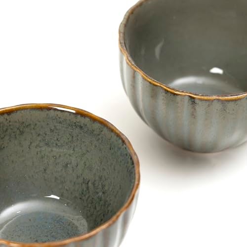 Beyond Homes Ceramic Serving Bowl Set of 4, 300 ml | Glossy Finish Microwave Safe Kharbuja, Melon Bowls for Kitchen, Ceramic Dinnerware Katori for Dal, Desserts & Snacks | Set of 4, Green Brown - Image 5