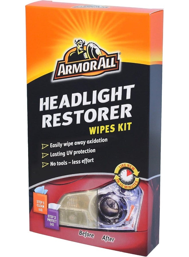 ARMOR ALL Headlight Restorer Kit Containing 2 Cleaning Wipes & 1 Protectant Wipe - Image 1