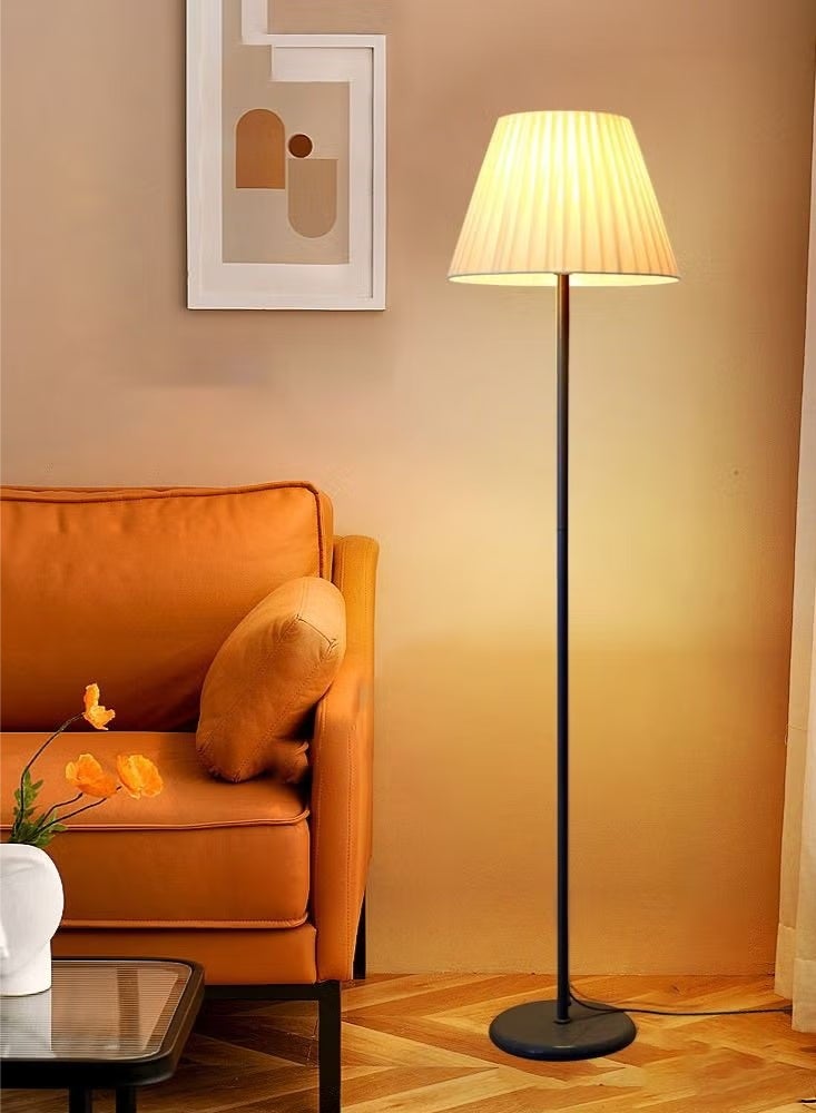 مصباح أرضي أسود القطب تصميم بسيط مصباح طويل القامة مع مصباح قائم بظل مع لمبة LED 3 ألوان سطوع مصباح عمل لغرفة المعيشة وغرفة النوم