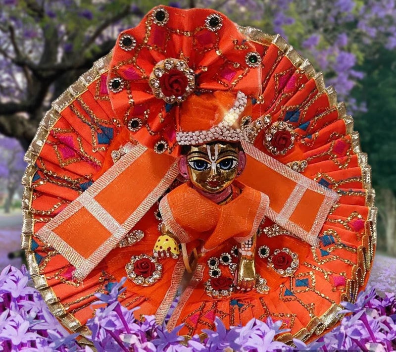 Partish Laddu Gopal Dress with Pagdi and Patka l Ladoo Gopal Dress l Kanha Ji Dress Size 1 2 4 5 6 (Orange, Size 5) - Image 1