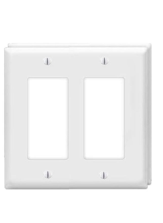 ZEFTV Decorator Wall Plates 2-Gang Switch Outlet Electrical Cover Plate Unbreakable Thermoplastic Faceplate for Light Receptacle Outlet Switch, White (2 Pack) - Image 1