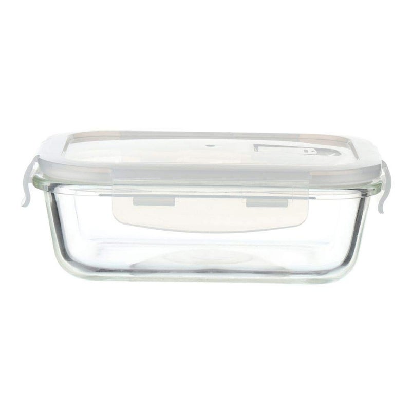 Femora Borosilicate Rectangularglass Food Storage Container With Air Vent Lid- 620Ml, 1 Year, Blue - Image 1