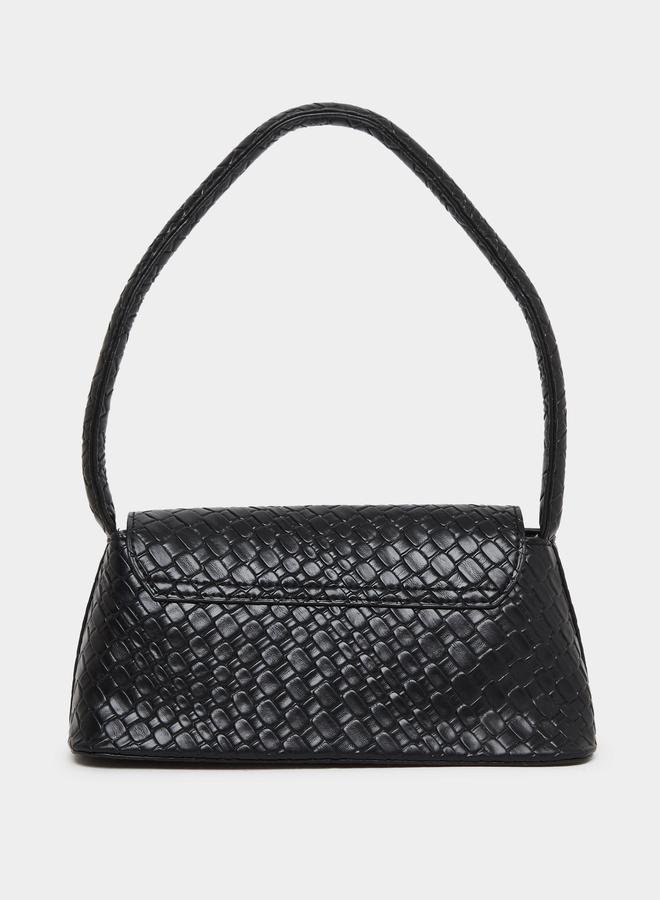 Styli Textured Golden Push Lock Shoulder Bag - Image 2