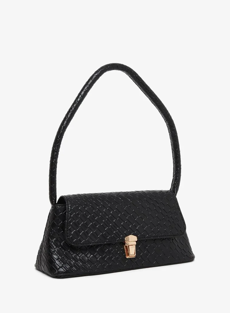 ستايلي Textured Golden Push Lock Shoulder Bag