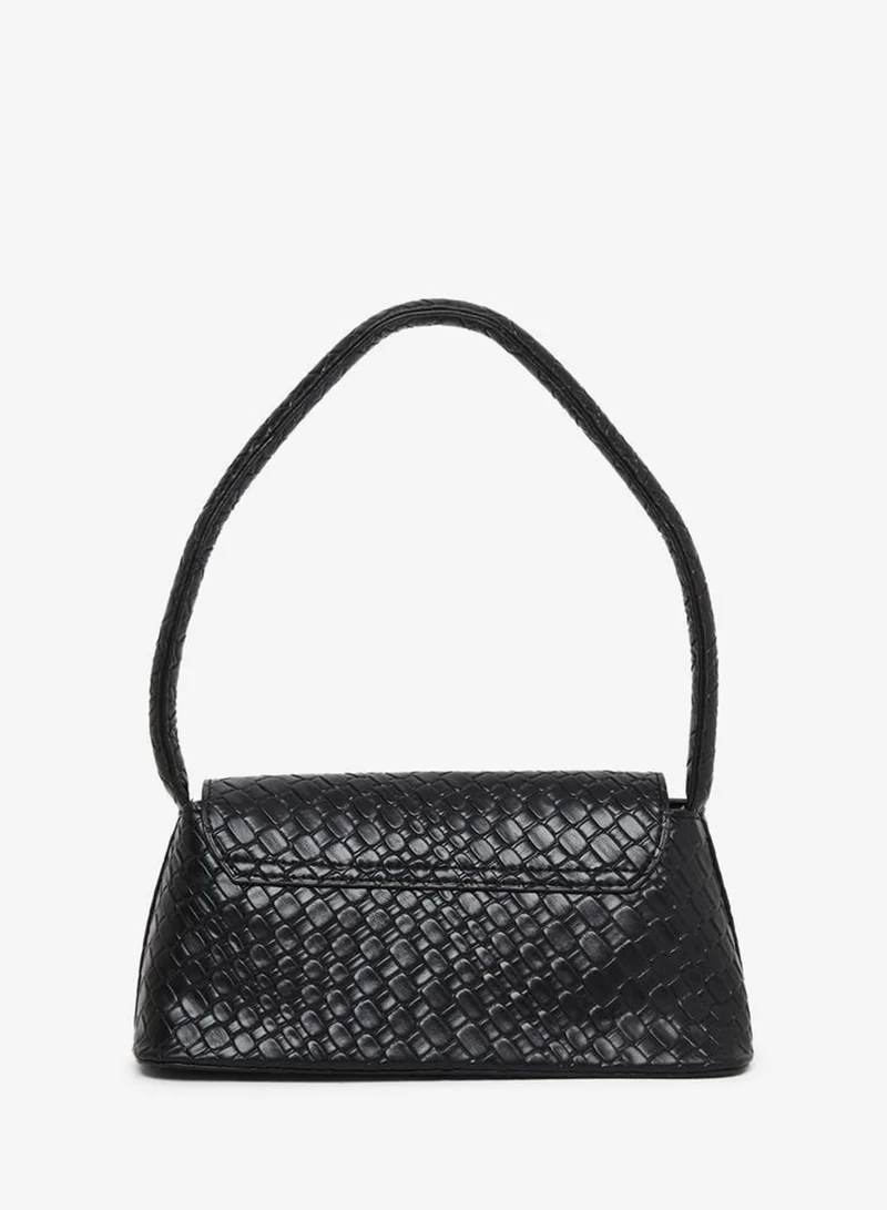 ستايلي Textured Golden Push Lock Shoulder Bag