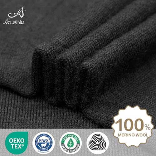 ACUSHLA 100% Merino Wool Neck Gaiter for Men & Women Ski Face Mask Winter Scarf Neck Warmer All Weather, Midweight Black - Image 3