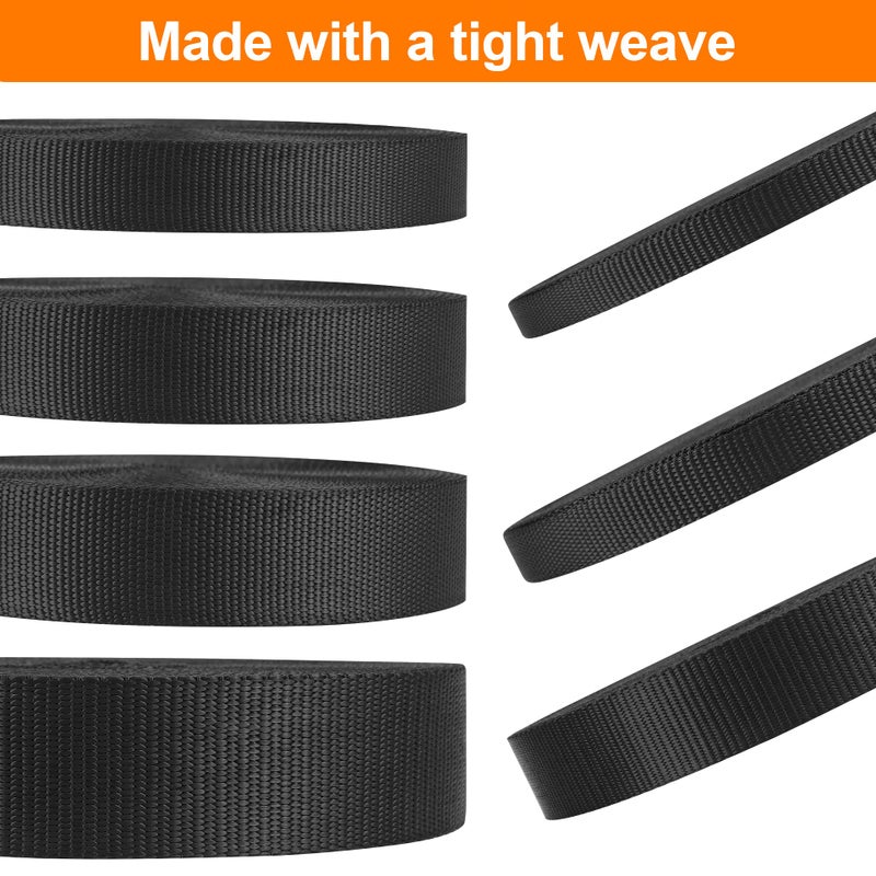 BEYOURD Heavyweight Nylon Webbing Strap 3/4 Inch Wide, Heavy Duty Nylon Straps 12 Yard, Flat Black Webbing Strapping for Outdoor DIY Crafts - Image 2