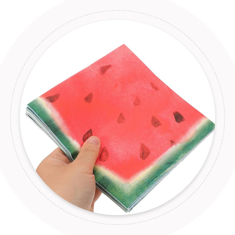 مناديل ورقية مطبوعة ببطيخ 40 قطعة مناديل مائدة زخرفية لحفلات الصيف - Image 5