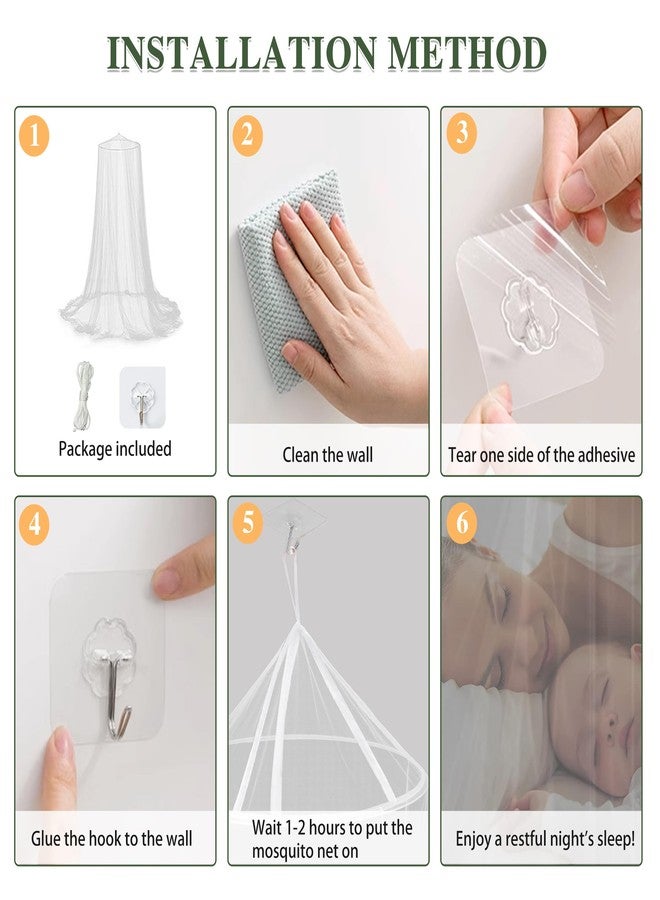 BUHUA Mosquito Net Bed Canopy, King Canopy Bed Curtains Queen Size from Ceiling, Dome Mosquito Netting Bed Tent Twin Girls Princess Canopy Bed Decor for Baby Crib, Kid Bed and Adult Beds, White - Image 3