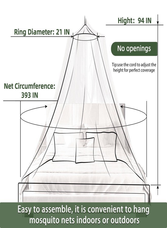 BUHUA Mosquito Net Bed Canopy, King Canopy Bed Curtains Queen Size from Ceiling, Dome Mosquito Netting Bed Tent Twin Girls Princess Canopy Bed Decor for Baby Crib, Kid Bed and Adult Beds, White - Image 2