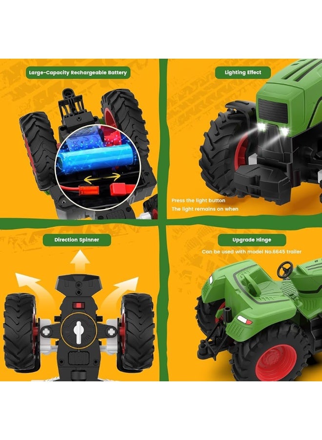 Uarzt Remote Control Tractor Toys for Kids 3-5, RC Tractor Toy with Farmer & Light,1:24 Scale, Rechargeable Farm Toy Tractor for Kids 5-7 Toy Set Children Birthday Gift - Image 4