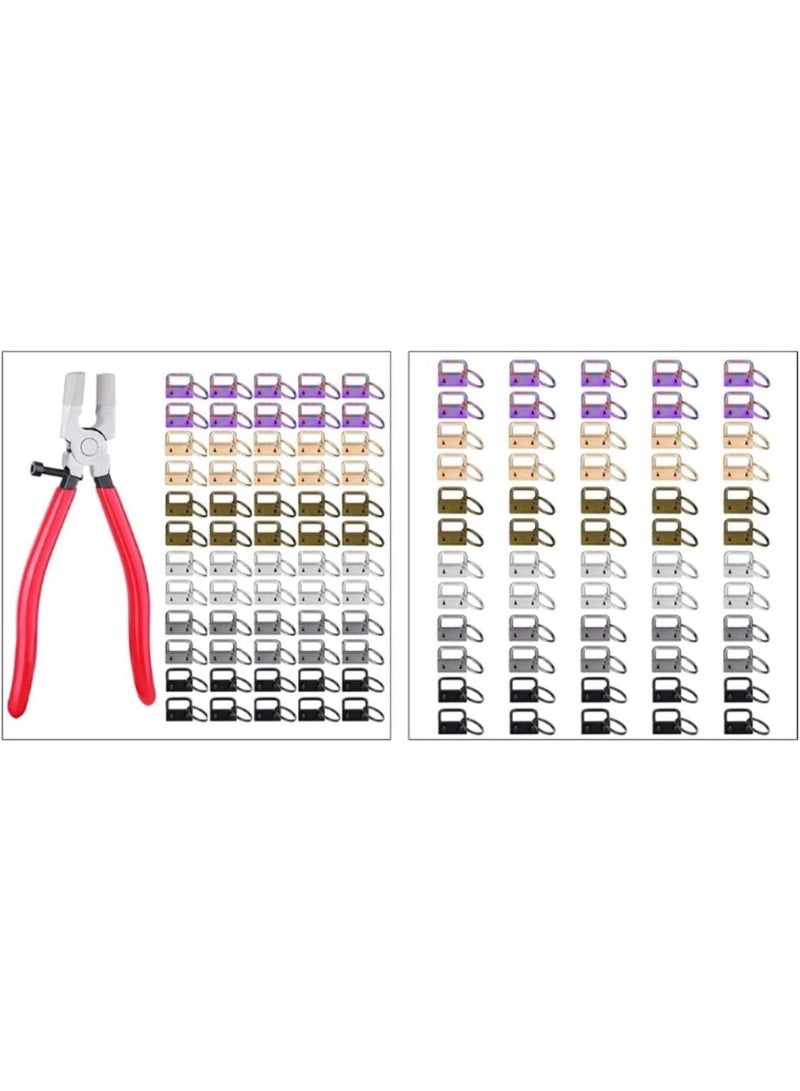 GGOOT 60 Pcs 2.5cm Key Fob Keychain Hardware with Pliers Tool Set for Wristlet Clamp Key Lanyard Making Install Supplies Drop Shipping-16 - Image 2